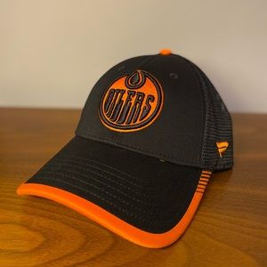 Black/Orange Mesh Back Edmonton Oilers Hat
